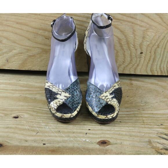Miu Miu Shoes Womens 9 Heels Snake Python Leather Platform Buckle 2003 Vtg Y2K - Picture 2 of 13